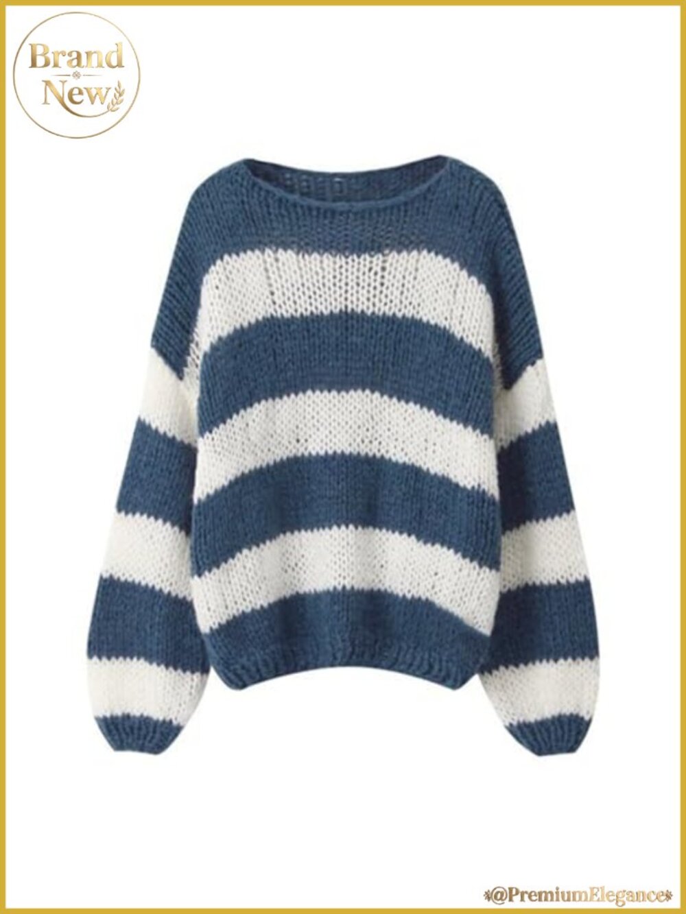 Oversized Striped Knit Sweater Pullover Color Block Long Sleeve